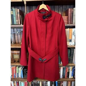 Women's VIA SPIGA 12 Red Wool Belted Coat Jacket‎